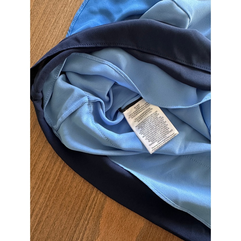 BCBGMAXAZRIA Womens Haley Tank Blue White Colorblock Tiered Dress Size 8 - Picture 4 of 9